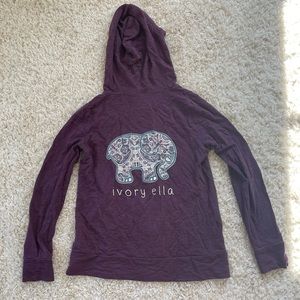 Ivory Ella Purple Zip Up Hoodie, Size Medium